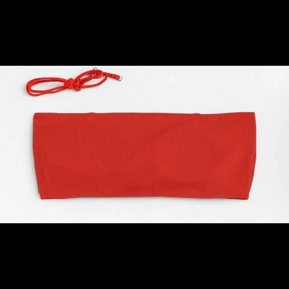 Red Ribbed SHEIN Bikini Top With Detachable Straps - Picture 4 of 5